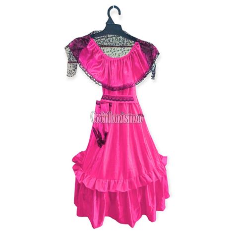 Disfraz Dama Antigua Con Mitones Fucsia Talle Crosti Cotillonisimo