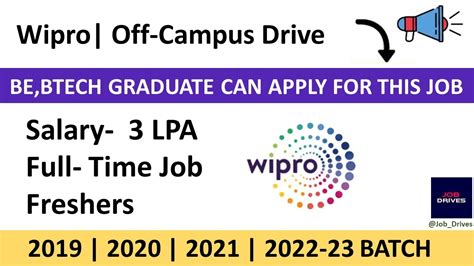 Wipro Hiring For Freshers Off Campus Drive For Batch Job