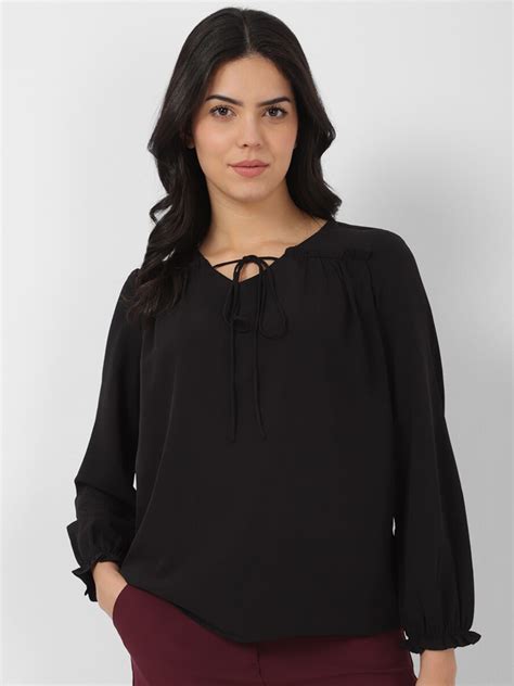 Buy Van Heusen Woman Cuffed Sleeves Tie Up Neck Formal Top Tops For Women 26378220 Myntra