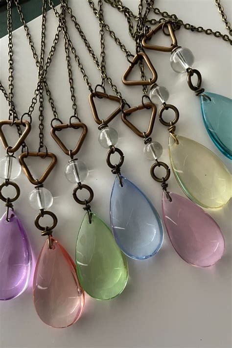 Vintage Pastel Chandelier Crystal Necklace Pastel Colors Sherbet