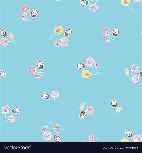 Day Dead Sugar Skull Floral Pattern Royalty Free Vector