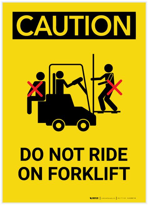 Caution Do Not Ride On Forklift Multiple People Portrait Label