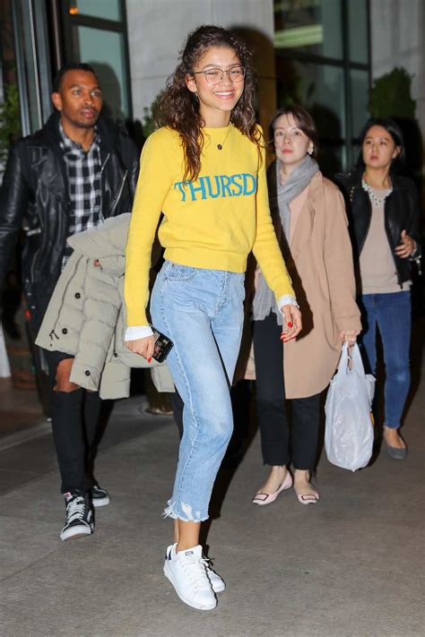 Zendaya Coleman Spotted Wearing Her Yellow Thursday Sweater As Heading