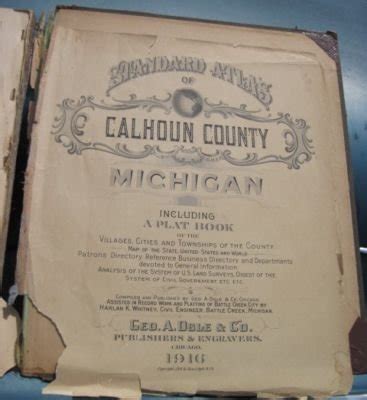 Antique Standard Atlas Calhoun County Mi Plat Book