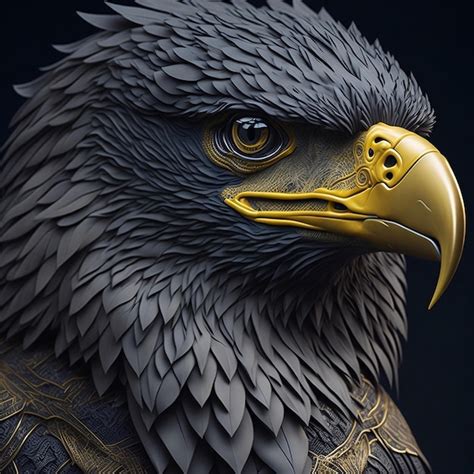 Premium AI Image A Majestic Eagle Head With A Fierce Expression