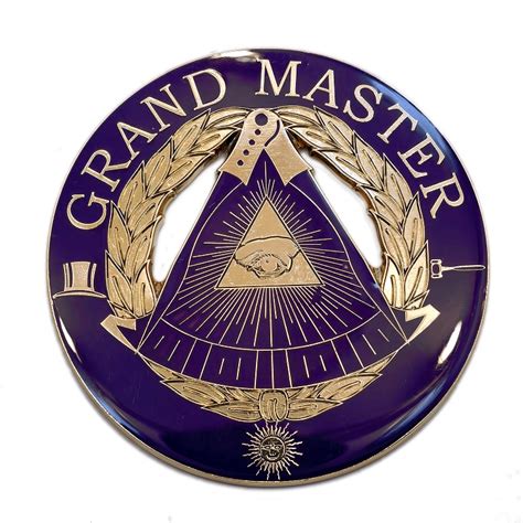 Grand Master Round Masonic Auto Emblem Purple And Gold 3