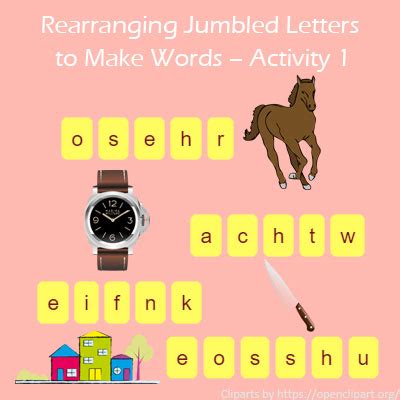 Rearranging Jumbled Letters to Make Words Activity 1