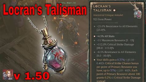 Diablo IV Unique Items Locran S Talisman Amulet V1 5 0 YouTube