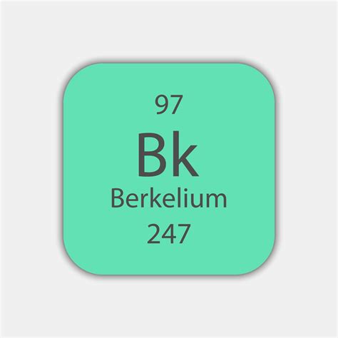 Berkelium Symbol Chemical Element Of The Periodic Table Vector