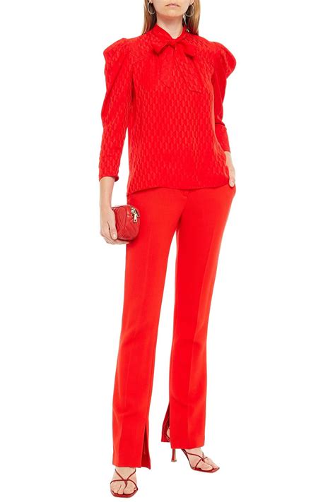 Sandro Pussy Bow Satin Jacquard Blouse The Outnet