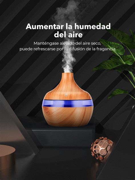 Humidificador Ultrasónico Color Led Difusor aromaterapia Madera Clara