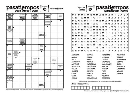 Pasatiempos Para Llevar Crucigramas Sopa De Numeros Dibujos En