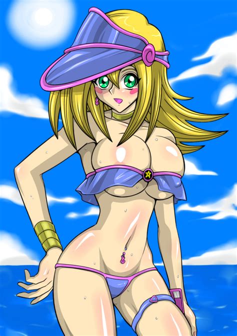 Rule 34 Bikini Blonde Hair Blush Breasts Collar Dark Magician Girl Duel Monster Female Female