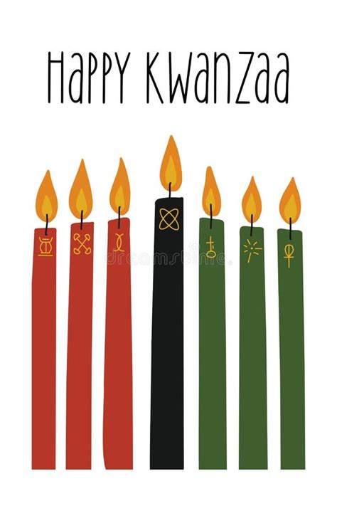 Happy Kwanzaa Greeting Card With Seven Long Kinara Candles Red Black Green Decorated With