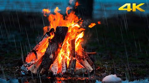 🔥 Rainy Campfire Retreat 10 Hours Of Crackling Bonfire And Gentle Rain