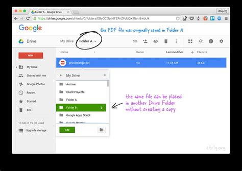 Add the Same File to Multiple Folders in Google Drive without Copying