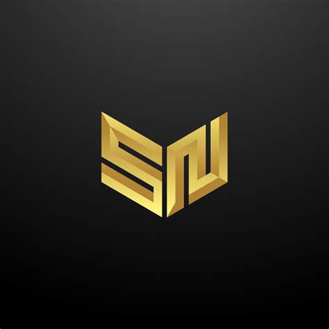 SN Logo Monogram Letter Initials Design Template With Gold 3d Texture