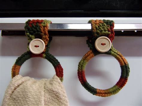 Crocheted Hanging Towel Holders Set Of 2 Kitchen Towel Ring Etsy