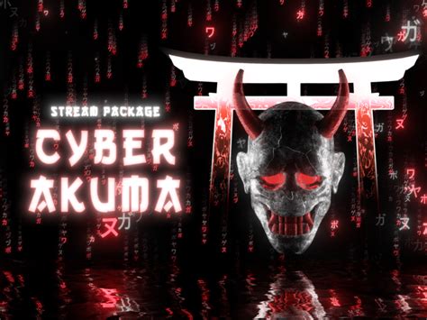 Cyber Akuma Animated Twitch Overlay Package Glitch Oni Stream Pack