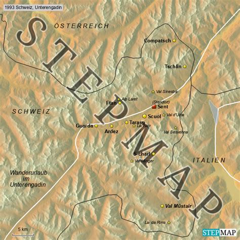 StepMap 1993 Schweiz Unterengadin Landkarte für Schweiz