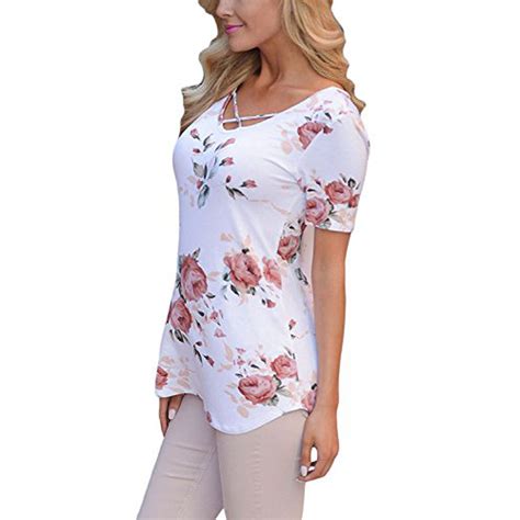 Spring Summer Womens Printed Short Sleeve V Neck T Shirt Fashion