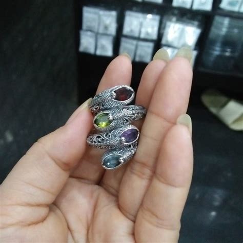 Jual Cincin Ring Perak Silver Bali Asli 925 Capung Dragonfly Batu Dua