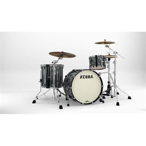 The Tama Starclassic Maple 3 Piece Shell Pack With 22 Bass Drum In Black Clouds And Silver