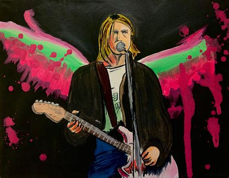 Hand Painted Kurt Cobain Angel Wings Etsy