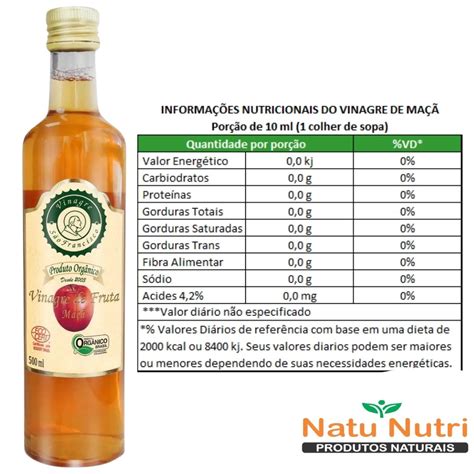 Vinagre Orgânico de Maçã 4 2 São Francisco 500ml kit 2 unidades