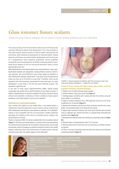 Pdf Clinical Tips Glass Ionomer Fissure Sealants