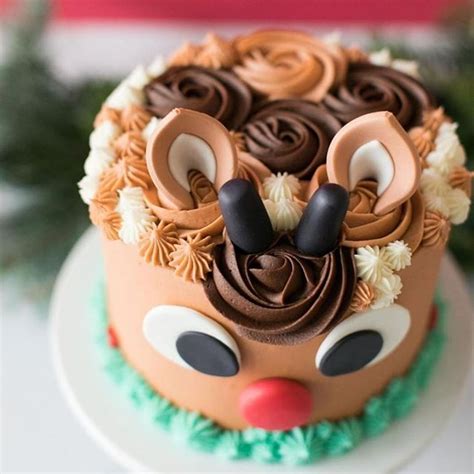 Rudolph The Rednosed Reindeer Buttercream Cake Christmas Cake