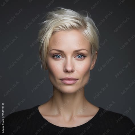38 Year Old Woman Scandinavian Features Short Blonde Hair Full Lips High Cheekbones