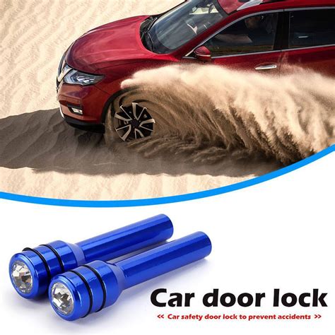 Bling Car Door Lock Knob Aluminum Door Lock Knob Pull Pin Pack Blue