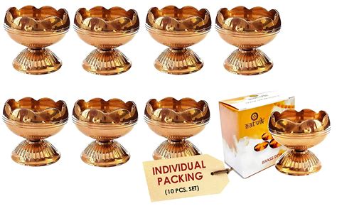 Buy Satvik 10 Pc Set Of Pure Virgin Brass Diwali Puja Jyoti Diya Indian