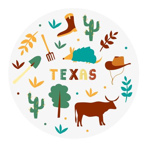 Usa Collection Vector Illustration Of Texas Theme State Symbols