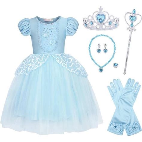 Déguisement Robe Princesse Cendrillon AMZBARLEY Bleu Enfant Fille