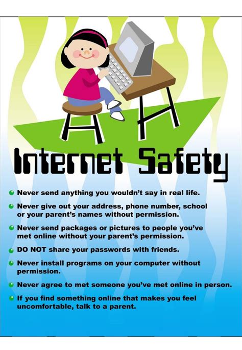 An Advertisement For Internet Safety With A Girl Sitting At A Desk And