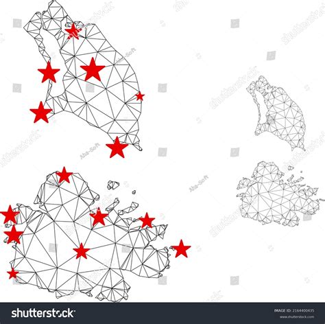 Polygonal Mesh Antigua Barbuda Map Red Stock Vector Royalty Free