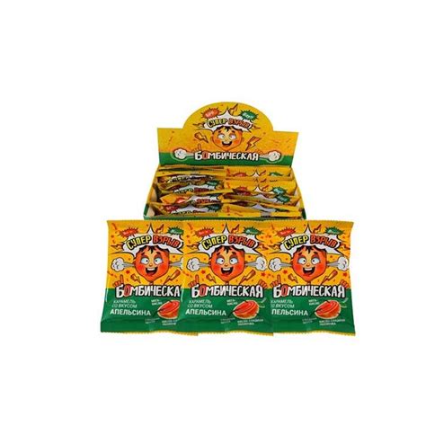 Канди Клаб Карамель БОМБИЧЕСКАЯ апельсин, пакет 24шт по 15 гр (1 блок ...