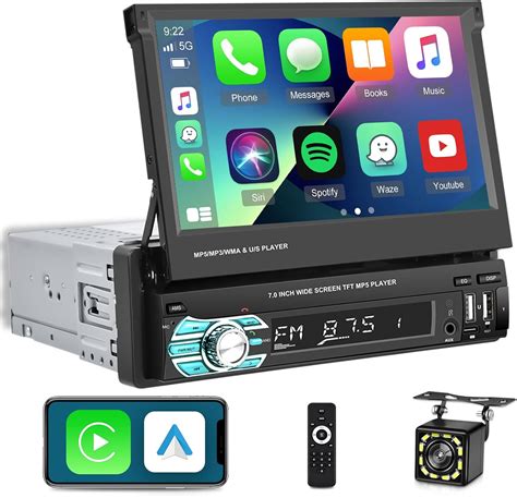 Single Din Flip Out Screen Car Stereo With Wireless Carplay And Android