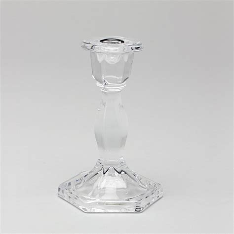 Candlestick Glass Taper Holder 6 Inch Clear Set Of 2