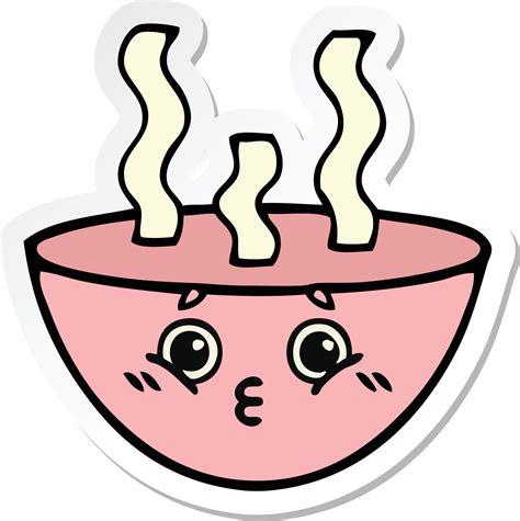 Sticker Of A Cute Cartoon Bowl Of Hot Soup Vector Art At Vecteezy