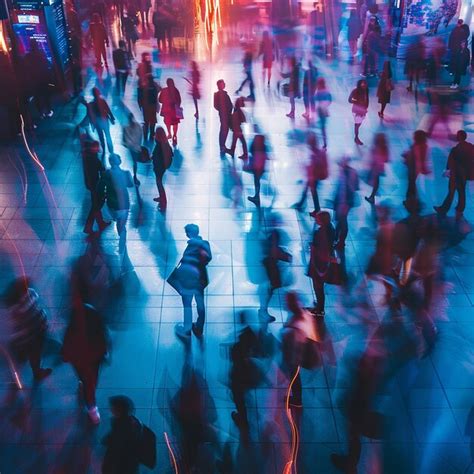 A Blurry Image Of A Crowd Of People In A Blurry Background Premium Ai