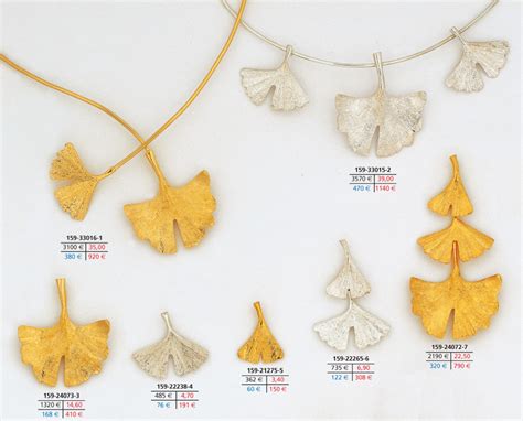 Bijoux Ginkgo Biloba En Or Et Argent Colliers Pendentifs Bagues