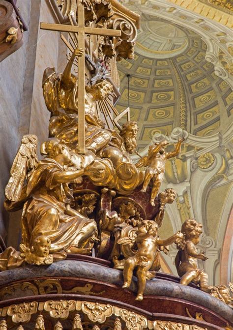 Vienna Sculpture Of Holy Trinity On The Pulpit Of Baroque St Peter