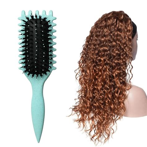 Amazon.com : Defemim Curly Hair Brush, Green - Boar Bristle Hair Brush for Curly Hair, Curl ...