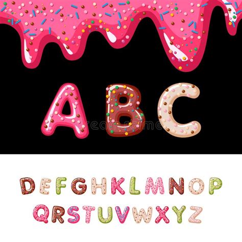 Donut Alphabet Sweet Bakery Donut Font Pink Blue And Red Glazed