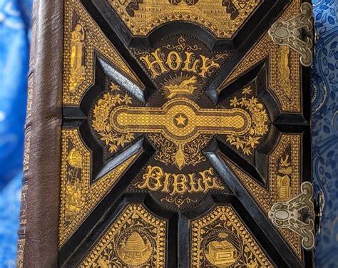 Large Antique Leather the Holy Bible Heavy Embossed Leather Cover Holy ...