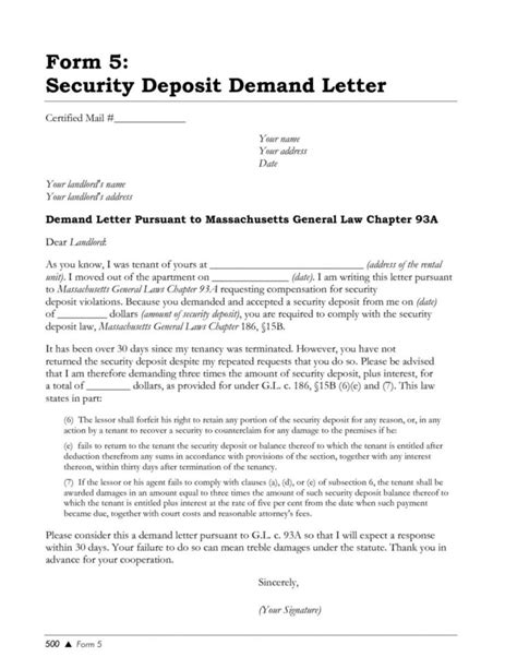 Security Deposit Demand Letter Template