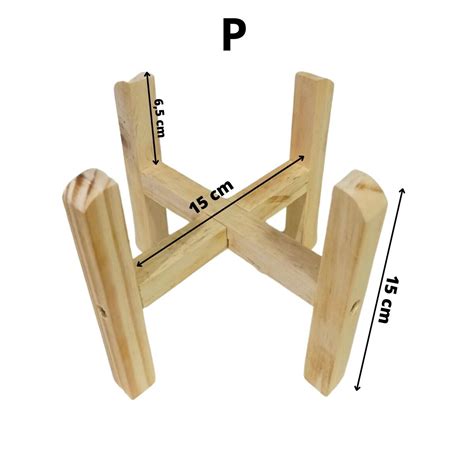 Kit 4 Suporte Tripé Madeira Pinus para Vaso Planta Cachepot